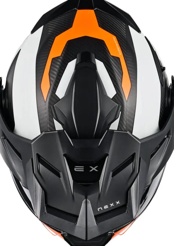 NEXX X.LIFECOUNTRY Terra Matt White/Orange> Adventure Helmen|Systeemhelmen