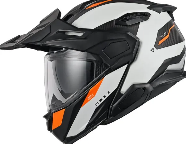 NEXX X.LIFECOUNTRY Terra Matt White/Orange> Adventure Helmen|Systeemhelmen