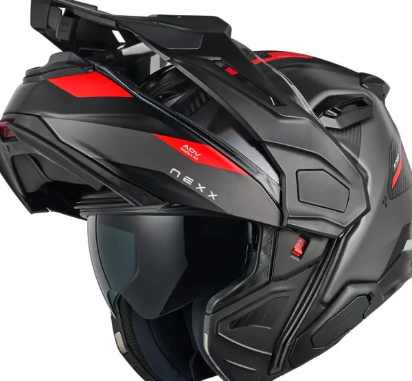 NEXX X.LIFECOUNTRY Terra Matt Grey/Red> Adventure Helmen|Systeemhelmen
