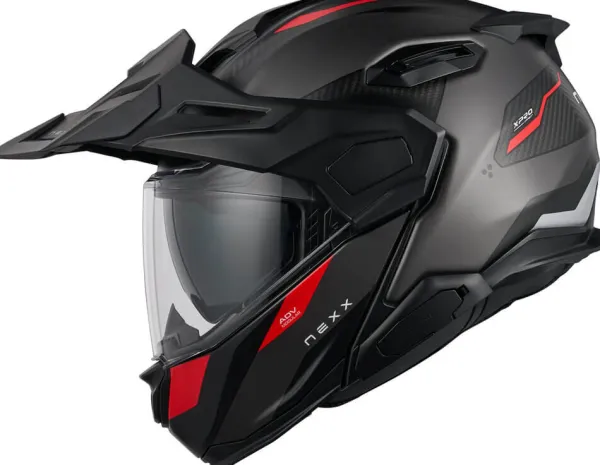 NEXX X.LIFECOUNTRY Terra Matt Grey/Red> Adventure Helmen|Systeemhelmen