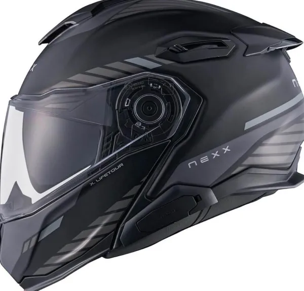 NEXX X.LIFETOUR Globe Matt Black/Grey> Systeemhelmen|Helmen Met Zonnevizier