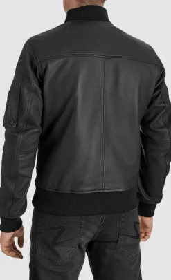 Pando Moto Falcon Motorjas Leather Aviator Black><noscript><img width=