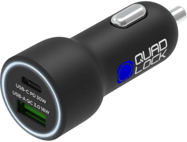 Quad Lock Dual USB (C+A) Car Charger 48W> Telefoonhouders