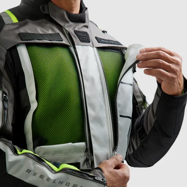 Rebelhorn Cubby 5 Motorjas Black/Grey/Fluo Yellow> Motorjassen