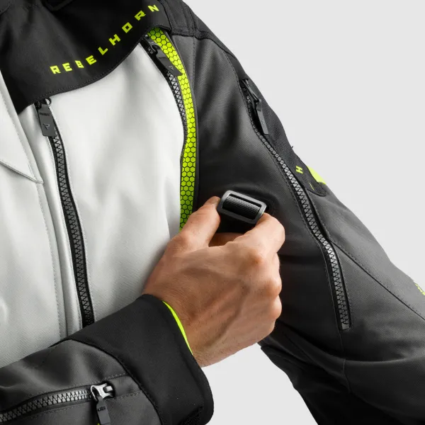 Rebelhorn Hardy 3.0 Motorjas Black/Grey/Fluo Yellow> Motorjassen