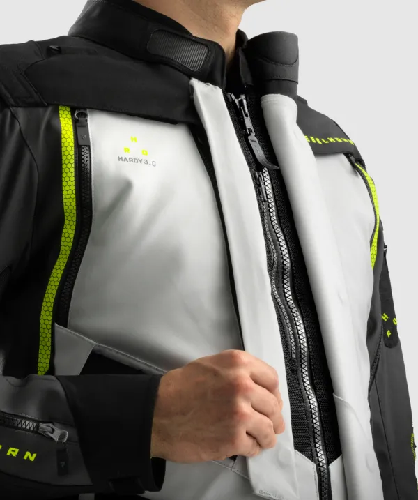 Rebelhorn Hardy 3.0 Motorjas Black/Grey/Fluo Yellow> Motorjassen
