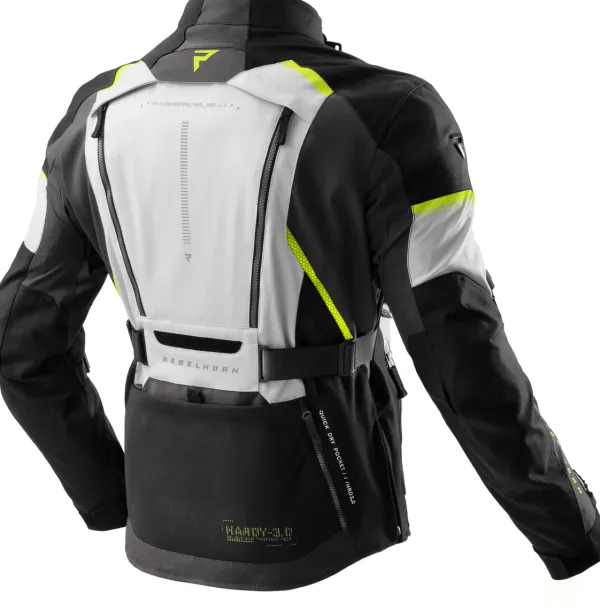 Rebelhorn Hardy 3.0 Motorjas Black/Grey/Fluo Yellow> Motorjassen