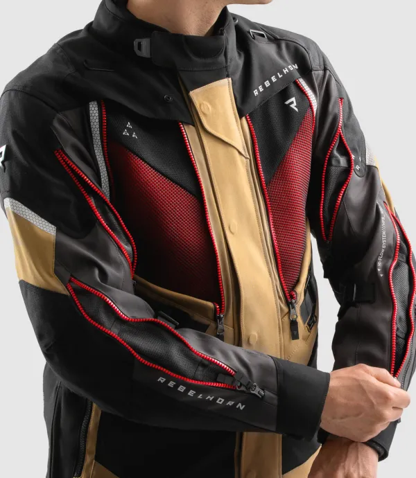 Rebelhorn Hardy 3.0 Motorjas Desert/Grey/Red> Motorjassen