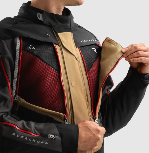 Rebelhorn Hardy 3.0 Motorjas Desert/Grey/Red> Motorjassen