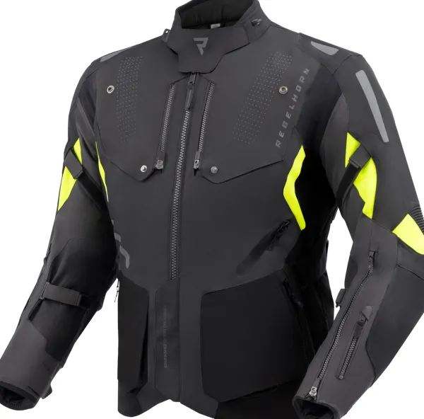 Rebelhorn Hiker 4 Motorjas Black/Anthracite/Fluo Yellow> Motorjassen