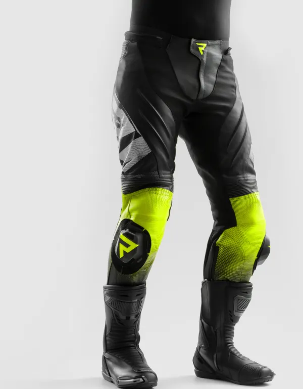 Rebelhorn Inferno Motorbroek Black/White/Fluo Yellow> Motorbroeken