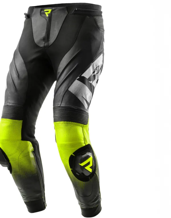 Rebelhorn Inferno Motorbroek Black/White/Fluo Yellow> Motorbroeken