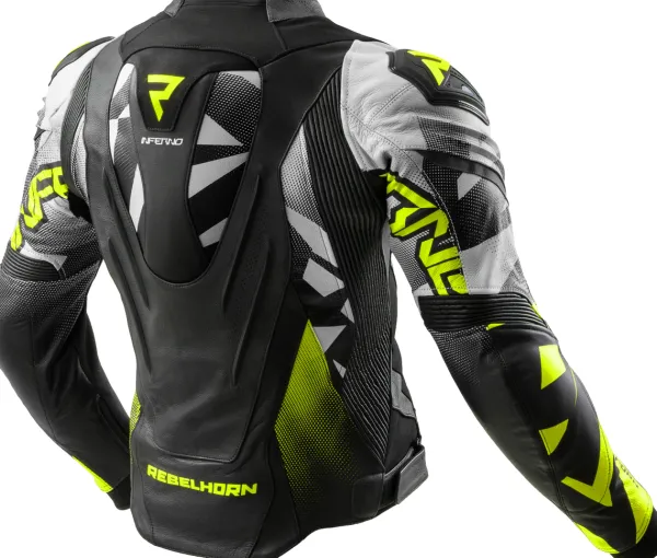 Rebelhorn Inferno Motorjas Black/Fluo Yellow> Motorjassen