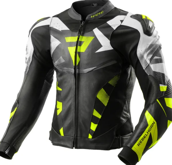 Rebelhorn Inferno Motorjas Black/Fluo Yellow> Motorjassen