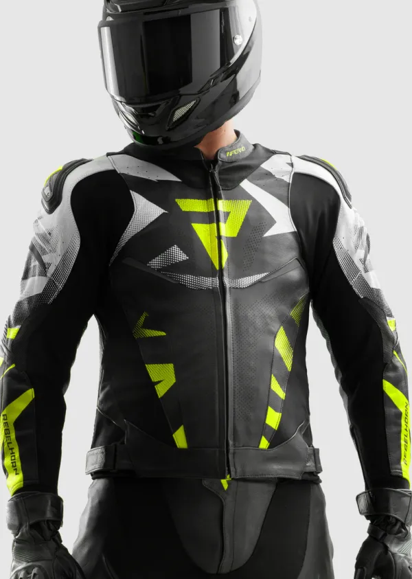 Rebelhorn Inferno Motorjas Black/Fluo Yellow> Motorjassen