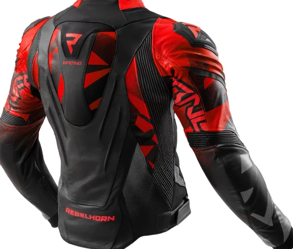 Rebelhorn Inferno Motorjas Black/Fluo Red> Motorjassen