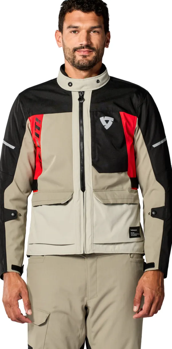REV'IT Convergent H2O Motorjas Sand/Red> Motorjassen
