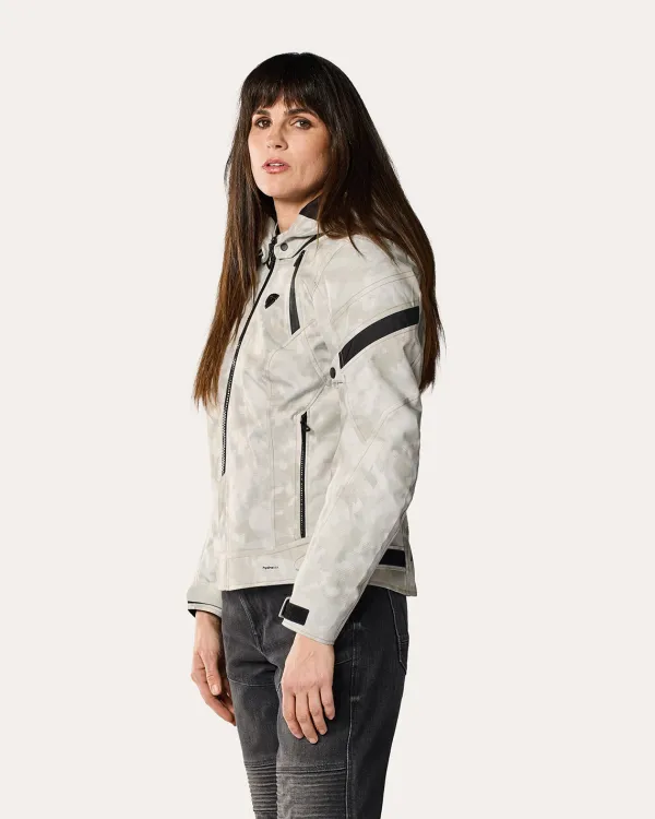 REV'IT Flare 3 H2O Ladies Motorjas Camo Grey/White> Motorjassen
