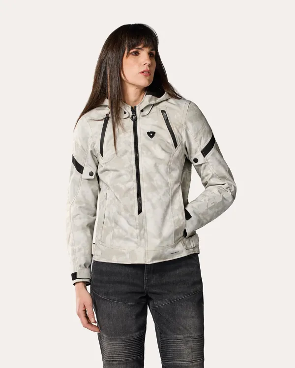 REV'IT Flare 3 H2O Ladies Motorjas Camo Grey/White> Motorjassen