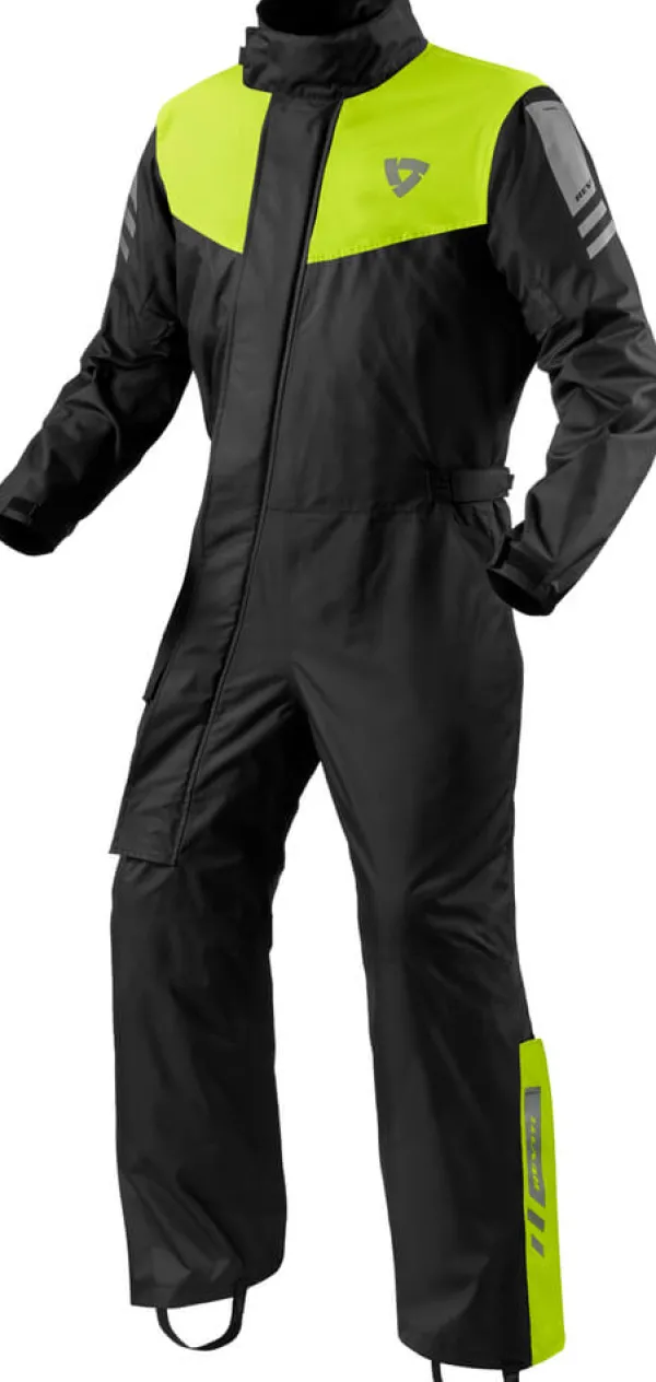 REV'IT Pacific 4 H2O Rainsuit Black/Neon Yellow> Regenkleding