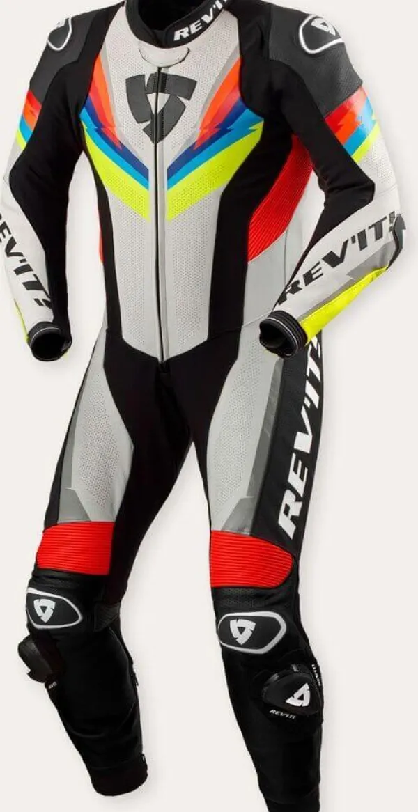 REV'IT Quantum 3 One Piece Light Grey/Neon Yellow> Motorpakken