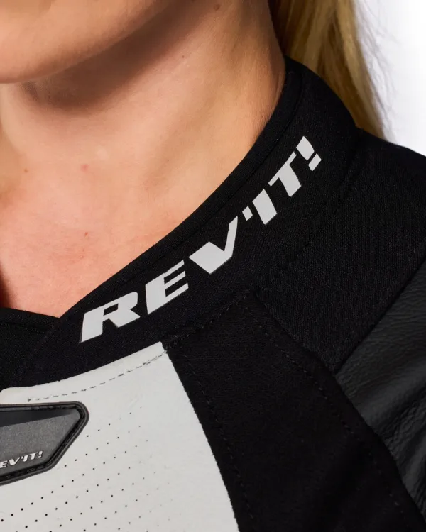 REV'IT Xena 4 Ladies Motorjas One Piece White/Neon Red> Motorjassen