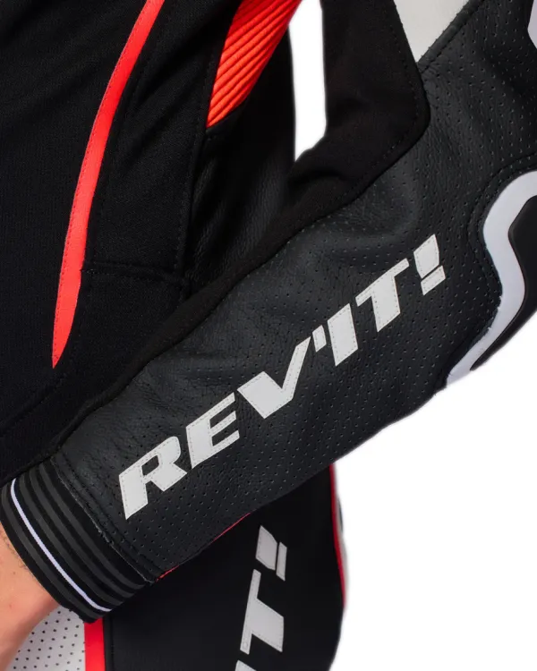 REV'IT Xena 4 Ladies Motorjas One Piece White/Neon Red> Motorjassen