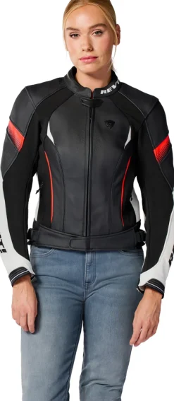 REV'IT Xena 4 Ladies Motorjas White/Neon Red><noscript><img width=