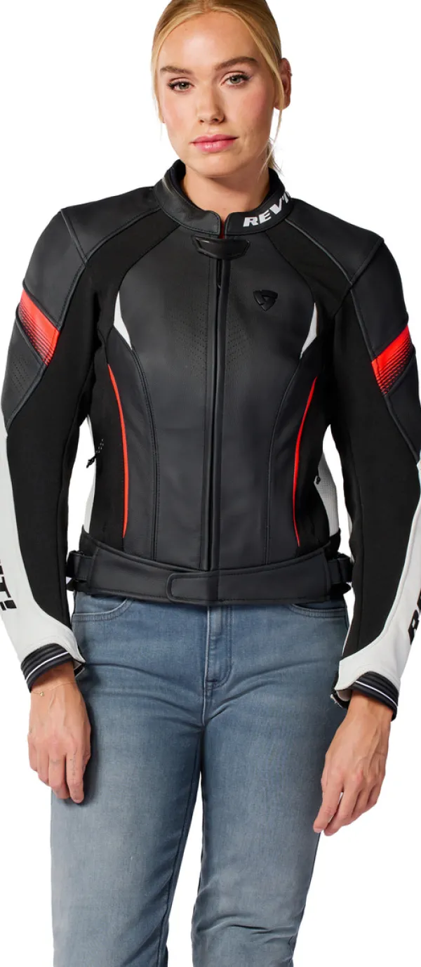 REV'IT Xena 4 Ladies Motorjas White/Neon Red> Motorjassen