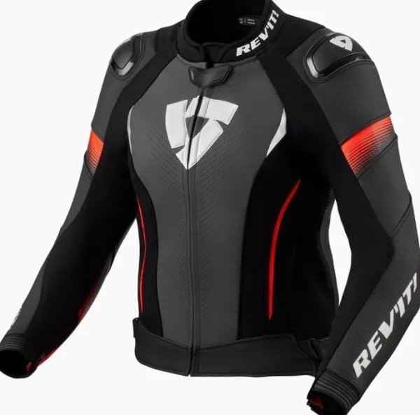 REV'IT Xena 4 Pro Ladies Motorjas Black/Neon Red> Motorjassen