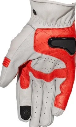Rusty Stitches Calvin Gloves Light grey/Red 457> Motorhandschoenen