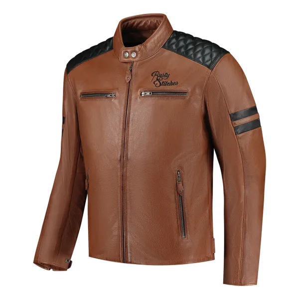 Rusty Stitches Jari V2 Motorjas Cognac/Black 146> Motorjassen