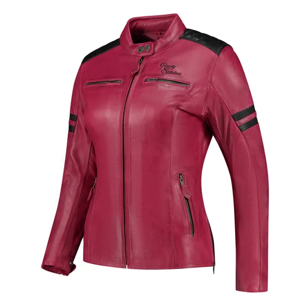 Rusty Stitches Joyce V2 Ladies Motorjas Cherry/Black 505> Motorjassen