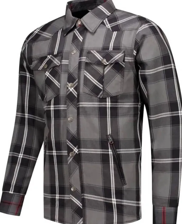Rusty Stitches Neil-25 Motorjas Grey-White-Black> Motorjassen