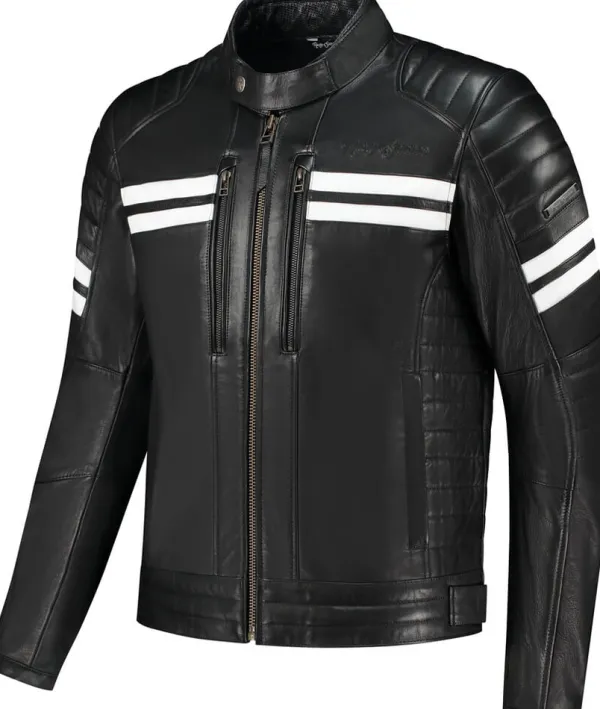 Rusty Stitches Steve Motorjas Black/White 104> Motorjassen