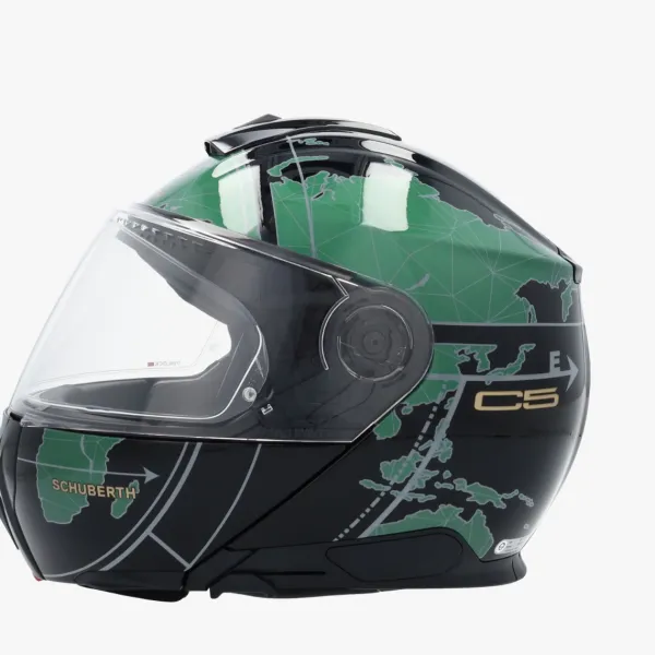 Schuberth C5 Globe Black/Green 140> Systeemhelmen|Helmen Met Zonnevizier