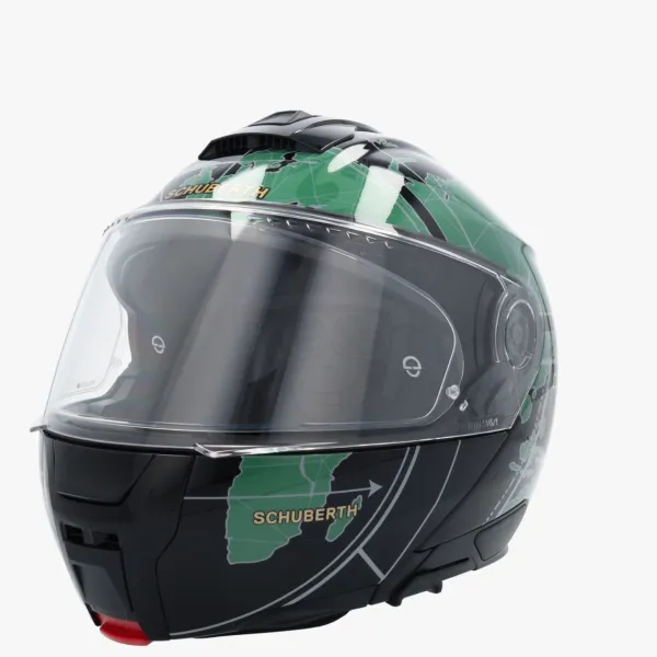 Schuberth C5 Globe Black/Green 140> Systeemhelmen|Helmen Met Zonnevizier