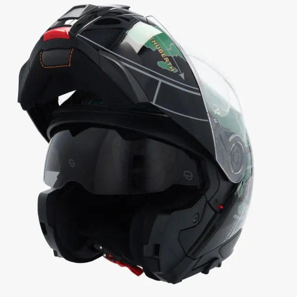 Schuberth C5 Globe Black/Green 140> Systeemhelmen|Helmen Met Zonnevizier