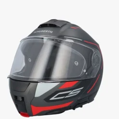Schuberth C5 Omega Black/Red 138> Systeemhelmen|Helmen Met Zonnevizier