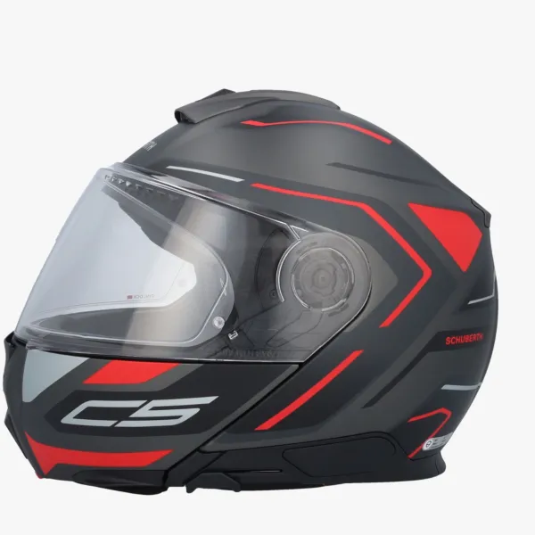 Schuberth C5 Omega Black/Red 138> Systeemhelmen|Helmen Met Zonnevizier