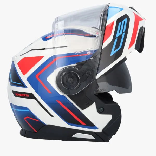 Schuberth C5 Omega White/Blue 253> Systeemhelmen|Helmen Met Zonnevizier