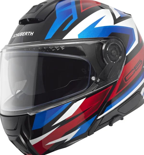 Schuberth C5 Zenith Blue/Red 532> Systeemhelmen|Helmen Met Zonnevizier