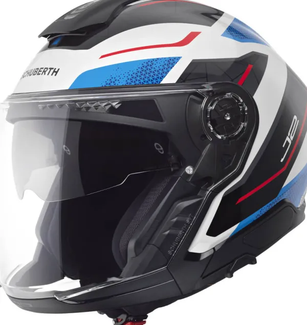 Schuberth J2 Sigma White/Blue 251> Helmen Met Zonnevizier|Bluetooth Helmen