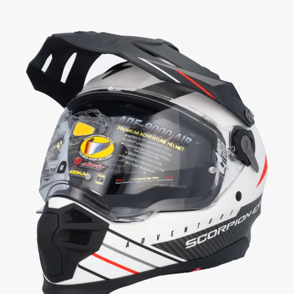 Scorpion ADF-9000 AIR Feat Matt White/Black/Red> Adventure Helmen|Integraalhelmen