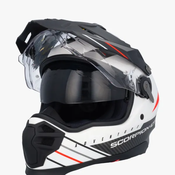 Scorpion ADF-9000 AIR Feat Matt White/Black/Red> Adventure Helmen|Integraalhelmen