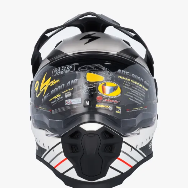Scorpion ADF-9000 AIR Feat Matt White/Black/Red> Adventure Helmen|Integraalhelmen