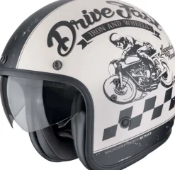 Scorpion Belfast EVO Drive Fast Matt Cream/Black>DAMES Retro Helmen|Jethelmen