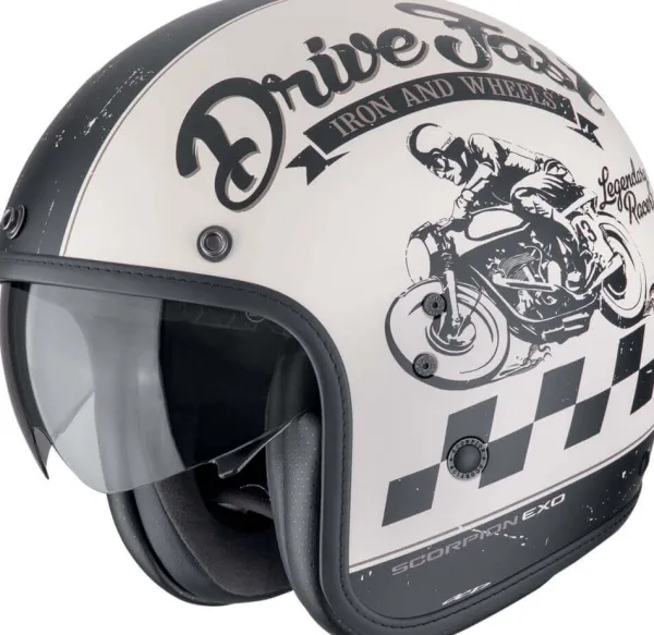 Scorpion Belfast EVO Drive Fast Matt Cream/Black>DAMES Retro Helmen|Jethelmen