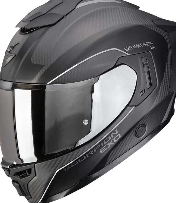 Scorpion EXO-1500 AIR Carbon Mundi Matt Black/Silver> Integraalhelmen|Helmen Met Zonnevizier