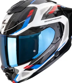 Scorpion EXO-1500 AIR Sleek White/Red/Blue> Integraalhelmen|Helmen Met Zonnevizier
